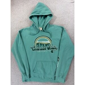 Colorado State Rams Screened Logo Campus Hoodie Sweatshirt (Women's Medium) Teal